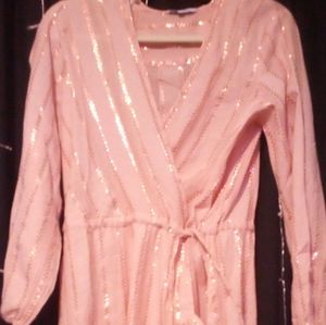 Peach Long Sleeve Dress Casual